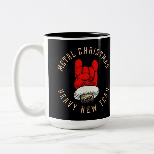 Heavy Metal Christmas Two-Tone Coffee Mug (Left)