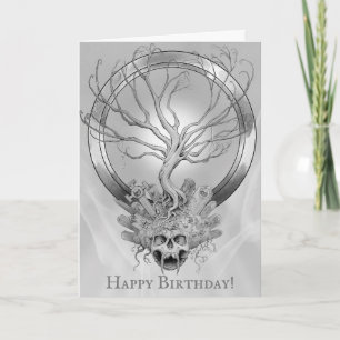 Heavy Metal Death Skull Graveyard Folded Birthday Card