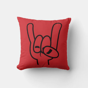 Heavy Metal Devil Horns Black Line Cushion