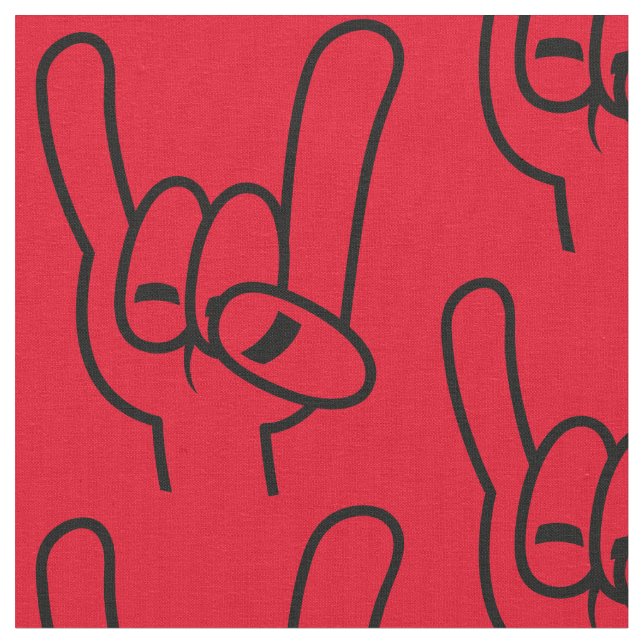Heavy Metal Devil Horns Black Line Fabric (Close Up)