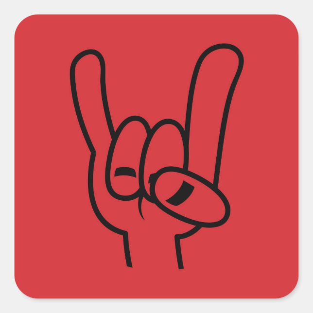 Heavy Metal Devil Horns Black Line Square Sticker (Front)