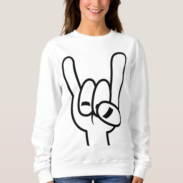 Heavy Metal Devil Horns Black Line Sweatshirt (Front)