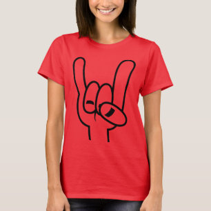 Heavy Metal Devil Horns Black Line T-Shirt