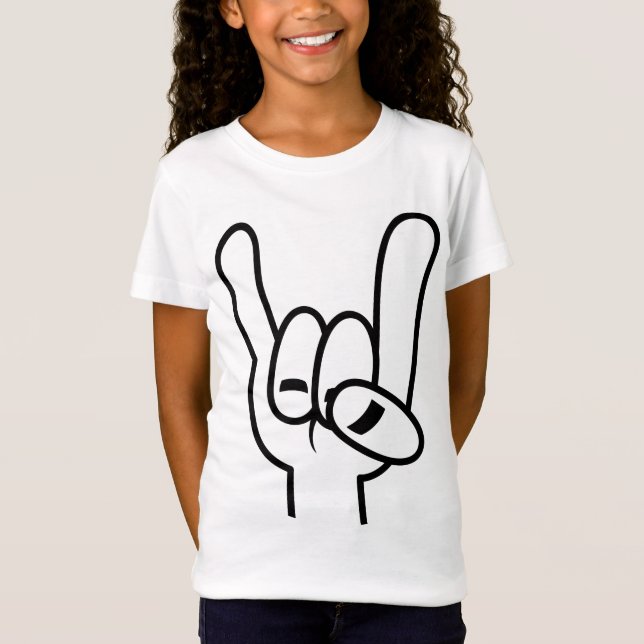 Heavy Metal Devil Horns Black Line T-Shirt (Front)