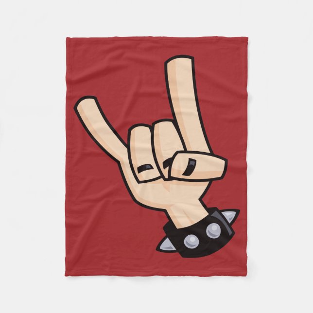 Heavy Metal Devil Horns Fleece Blanket (Front)