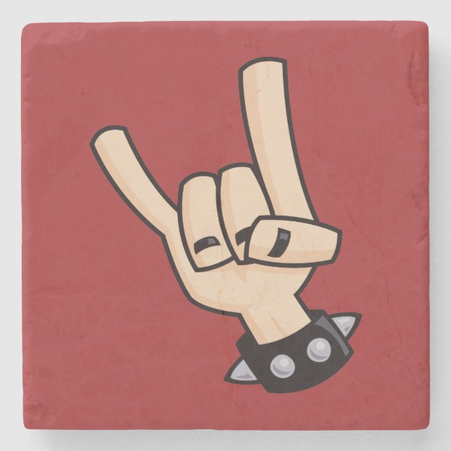 Heavy Metal Devil Horns Stone Coaster (Front)