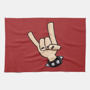 Heavy Metal Devil Horns Tea Towel