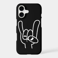 Heavy Metal Devil Horns White Line