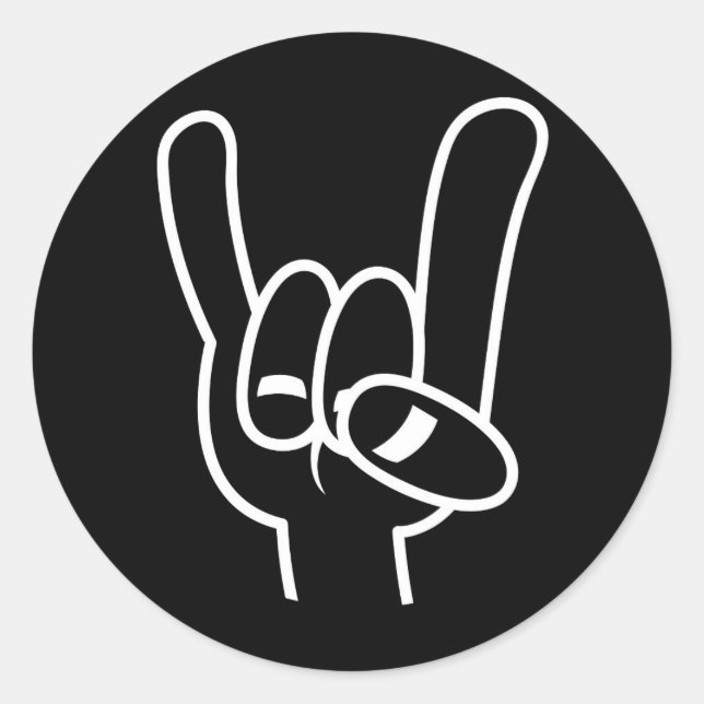 Heavy Metal Devil Horns White Line Classic Round Sticker (Front)