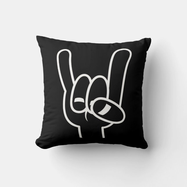 Heavy Metal Devil Horns White Line Cushion (Front)