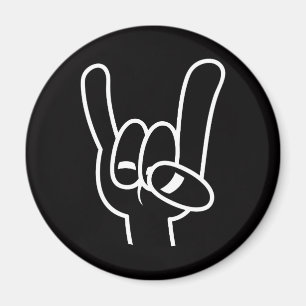 Heavy Metal Devil Horns White Line Magnet