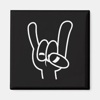 Heavy Metal Devil Horns White Line Magnet