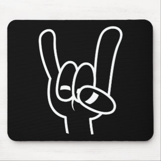 Heavy Metal Devil Horns White Line Mouse Pad