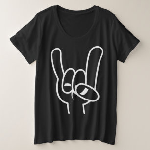 Heavy Metal Devil Horns White Line Plus Size T-Shirt