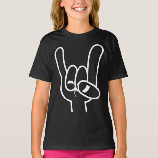 Heavy Metal Devil Horns White Line T-Shirt