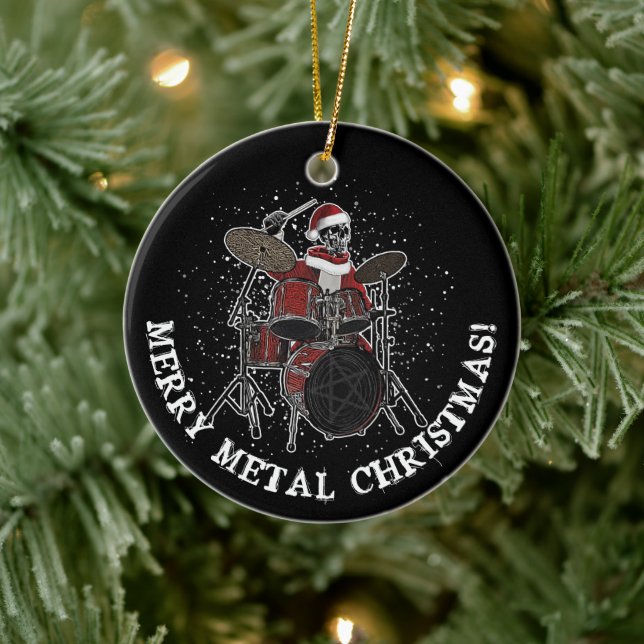 Heavy Metal Drummer Christmas Rock & Roll Skull Ce Ceramic Tree Decoration (Tree)