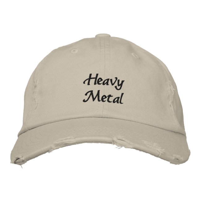Heavy Metal Embroidered Dark Text Baseball Cap (Front)