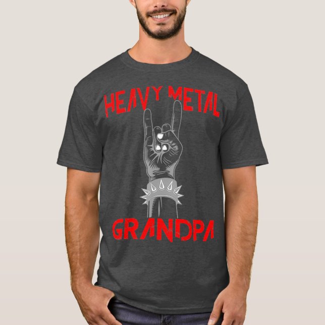Heavy Metal Grandpa Head Banger Metalhead Rocker T-Shirt (Front)