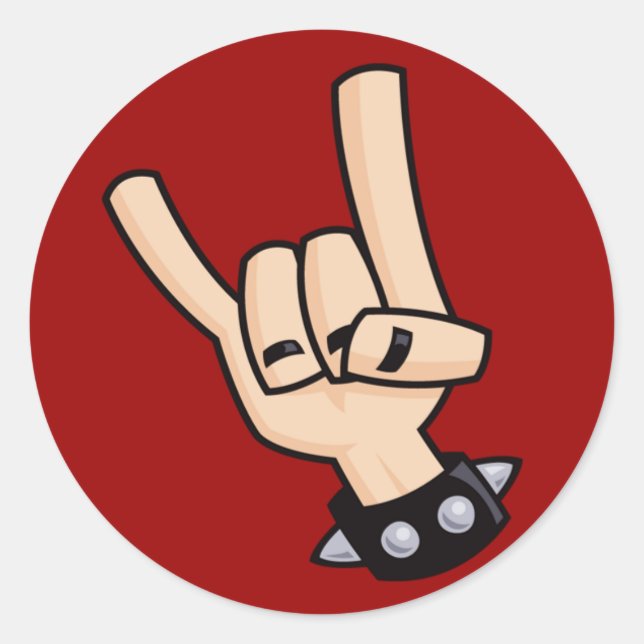 Heavy metal hand sign classic round sticker (Front)