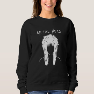 Heavy Metal Head Man with Mullet 70s 80s Music Sweatshirt