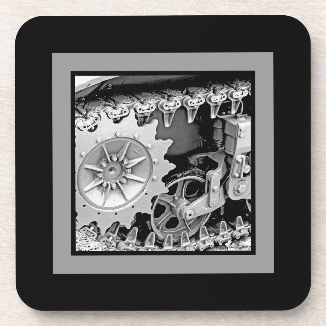 Heavy Metal in Grey and Black Plaid Coaster (Front)