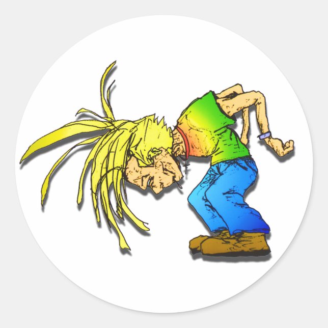 Heavy Metal Mosh Pit Head Banger Party Animal Classic Round Sticker (Front)