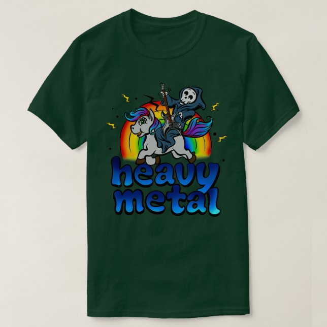 Heavy Metal Music Unicorn Pony Rainbow Pink Fan  T-Shirt (Design Front)