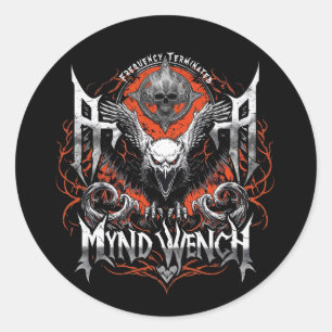 Heavy Metal Rock And Roll Band Terminated Graphic  Classic Round Sticker
