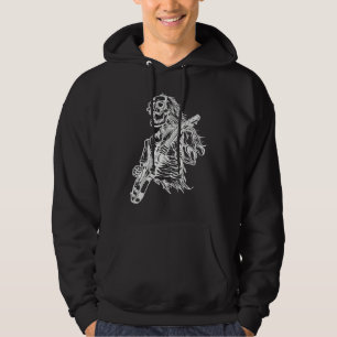 Heavy Metal Rock Skeleton Guitarist Guitar Music Hoodie