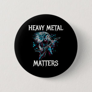 Heavy Metal S Metal Head Banger Guitar Rocker Stic 6 Cm Round Badge