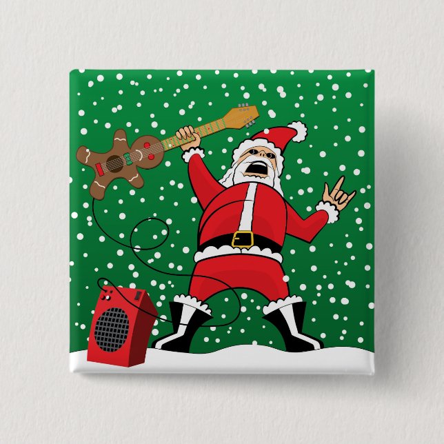 Heavy Metal Santa 15 Cm Square Badge (Front)