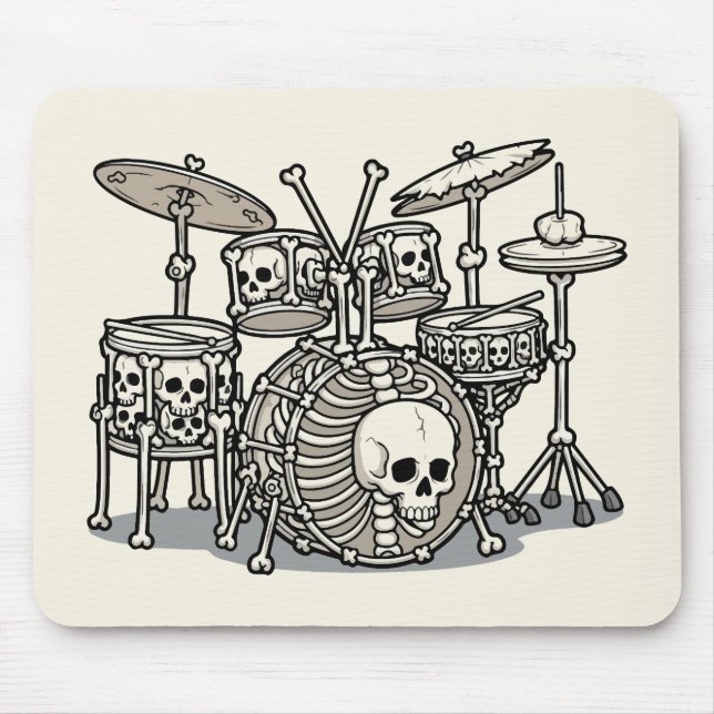 Heavy Metal Skeleton Drum Kit Mouse Pad (Front)