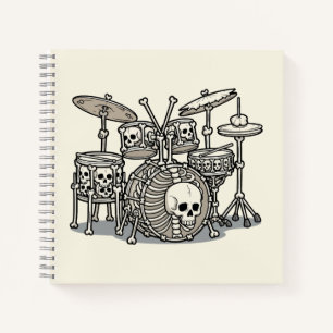Heavy Metal Skeleton Drum Kit Notebook
