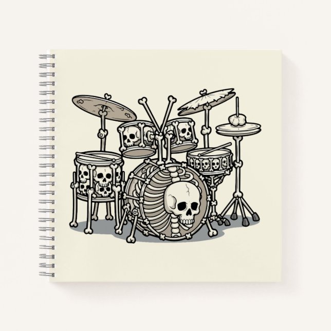Heavy Metal Skeleton Drum Kit Notebook (Front)
