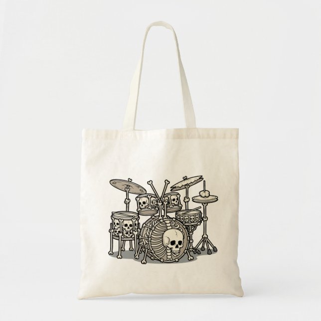 Heavy Metal Skeleton Drum Kit Tote Bag (Front)