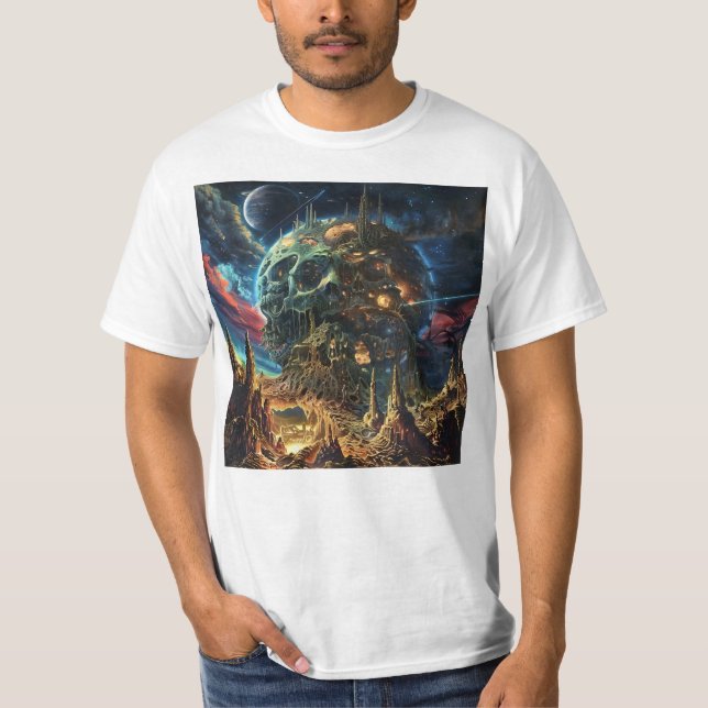 Heavy Metal Skull Planet T-Shirt (Front)