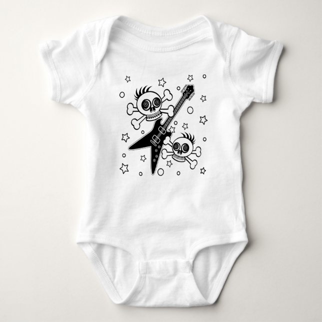 Heavy Metal Skulls Baby Bodysuit (Front)