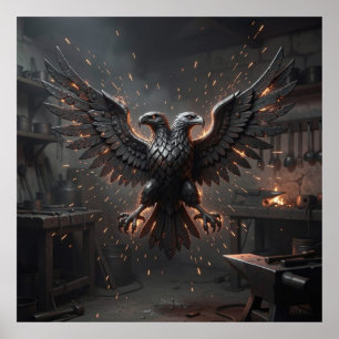 Heavy Metal Texture Blacksmith Eagle Relic Wall Ar Poster