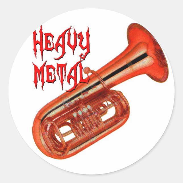Heavy Metal Tuba Classic Round Sticker (Front)