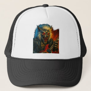 Heavy-Metal Wolve playing Guitar Trucker Hat