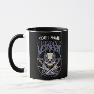 Heavy Metalhead Skull in Blue Flames Mug