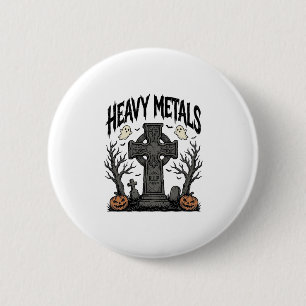 Heavy Metals Halloween Graveyard Vector Design_1 6 Cm Round Badge