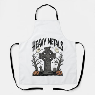 Heavy Metals Halloween Graveyard Vector Design_1 Apron