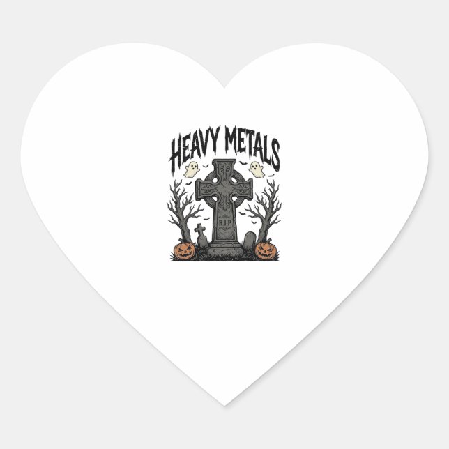 Heavy Metals Halloween Graveyard Vector Design_1 Heart Sticker (Front)