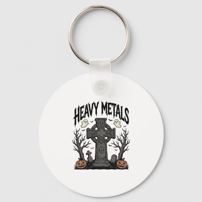 Heavy Metals Halloween Graveyard Vector Design_1 Key Ring (Front)