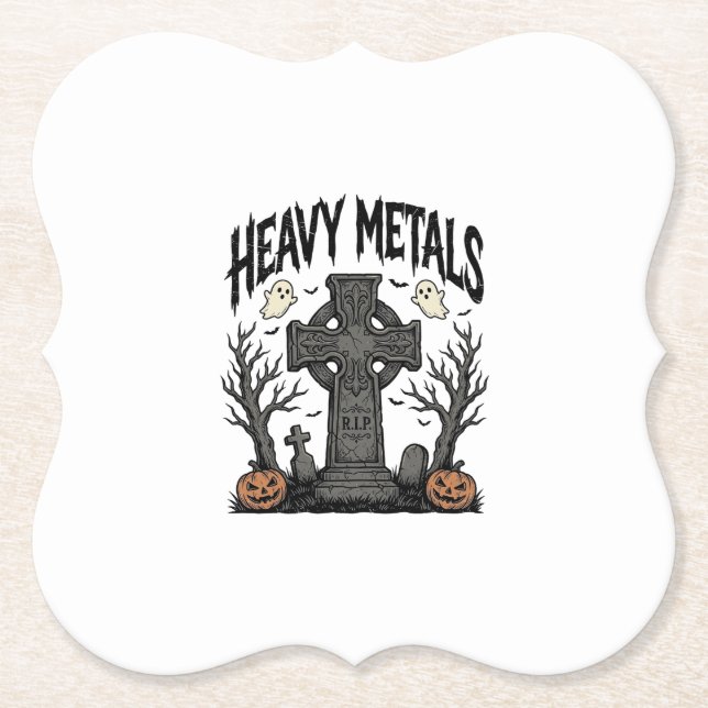 Heavy Metals Halloween Graveyard Vector Design_1 Paper Coaster (Front)