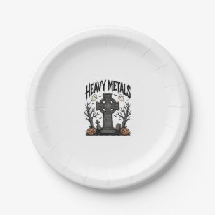 Heavy Metals Halloween Graveyard Vector Design_1 Paper Plate