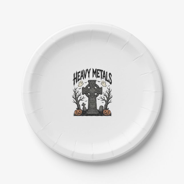 Heavy Metals Halloween Graveyard Vector Design_1 Paper Plate (Front)