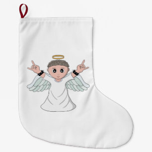 Heavy Music Loving Angel Large Christmas Stocking