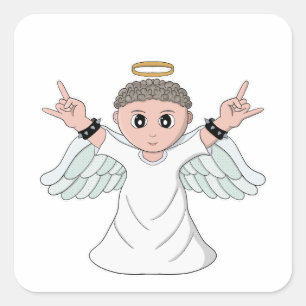 Heavy Music Loving Angel Square Sticker